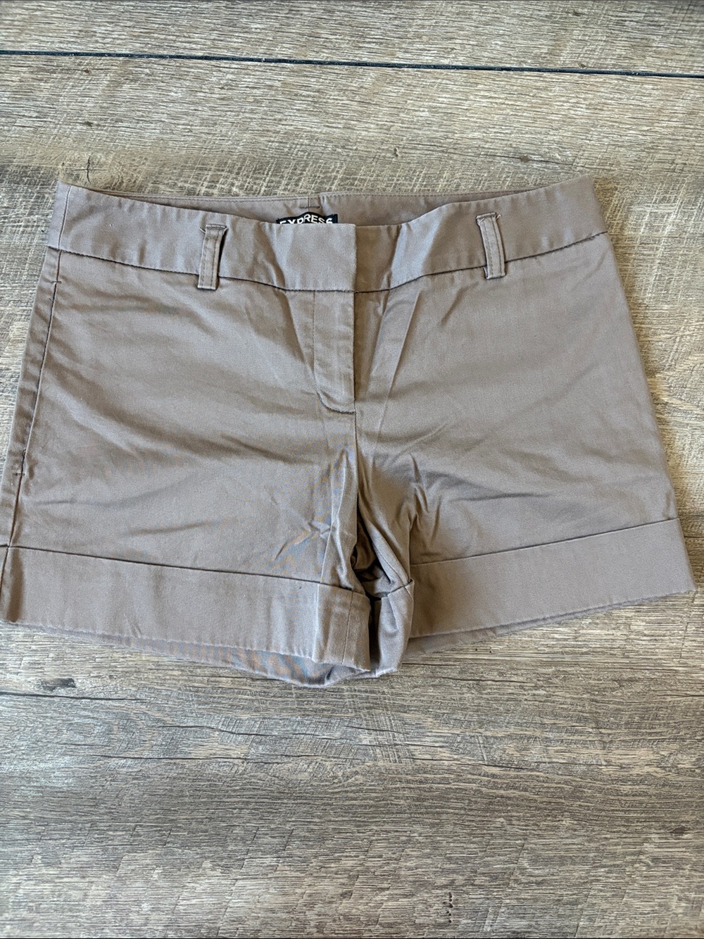 Express Women's Taupe High-Rise Cuffed Shorts